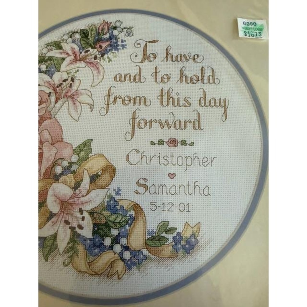 Dimensions Cross Stitch "To Have and To Hold Wedding Record" 1998 Pattern - Picture 4 of 7